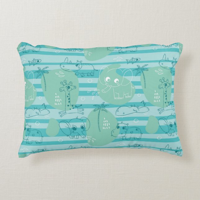 Cute animals leker med vatten 1 prydnadskudde (Framsidan)