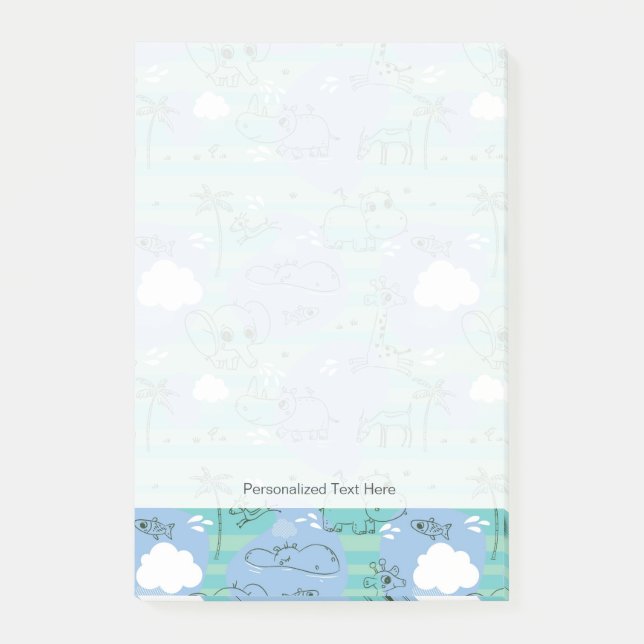 Cute animals leker med vatten 3 post-it block (Framsida)