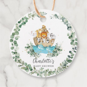 Cute Animals Noahs Ark Greenery Birthday Baby Gåvor Etiketter
