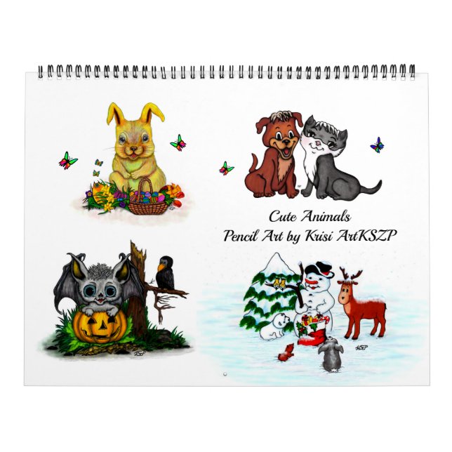 Cute Animals Pencil Art av Krisi ArtKSZP Kalender (Omslag)