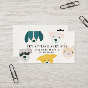 Cute Animals Pet Sitter Dog Walker Visitkort