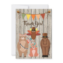 Cute Animals, Pilgrims Indians Thanksgiving Flat