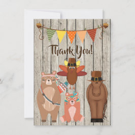 Cute Animals, Pilgrims Indians Thanksgiving Flat Tack Kort