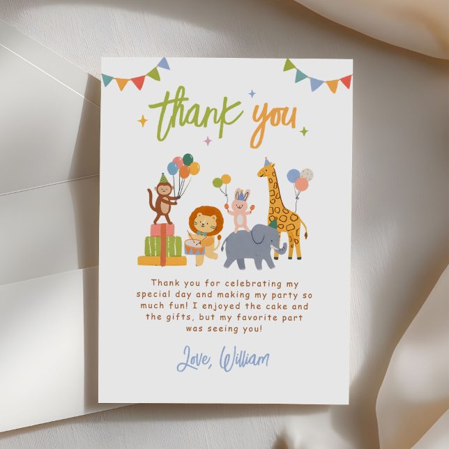 Cute Animals Safari Birthday Party Tack Kort (Skapare uppladdad)