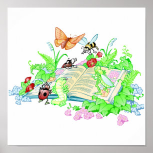 Cute Animals som läser Bok Poster