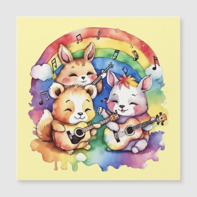 Cute animals som spelar musik i regnbågen (Framsida)