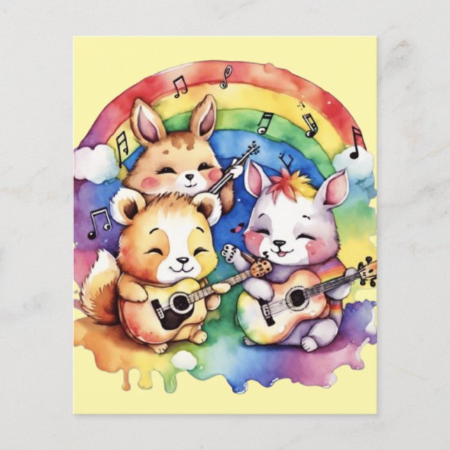 Cute animals som spelar musik i regnbågen (Framsida)