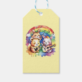 Cute animals som spelar musik i regnbågen presentetikett