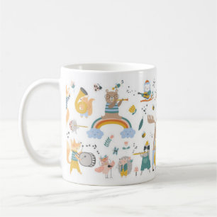 Cute Animals som spelar musikinstrument Kaffemugg