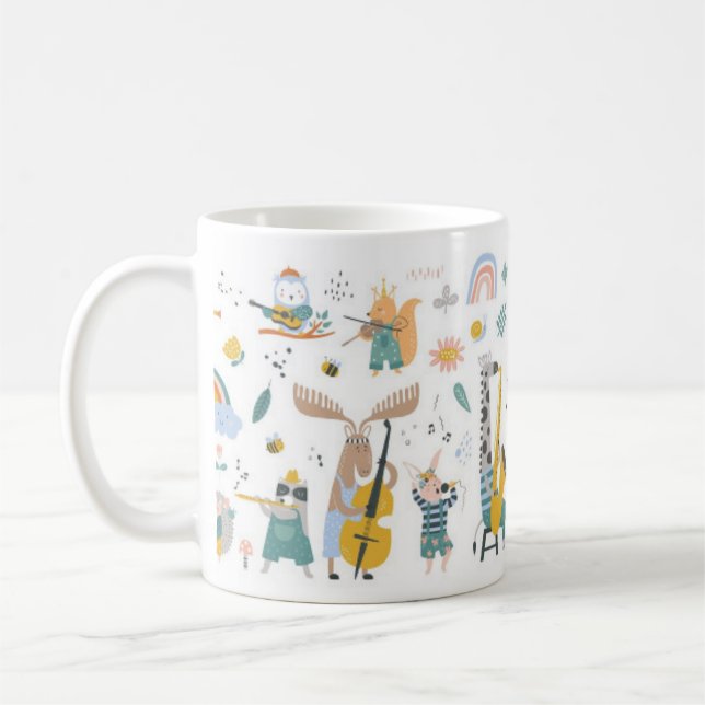 Cute Animals som spelar musikinstrument Kaffemugg (Vänster)