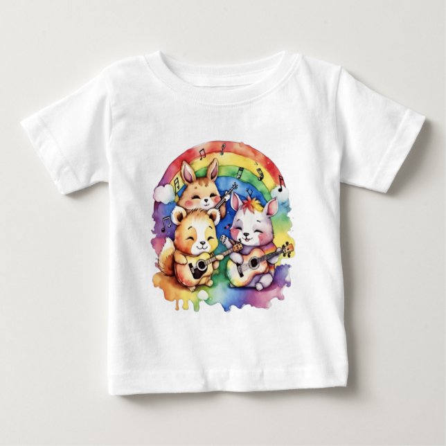 Cute animals Spela musik T Shirt (Framsida)