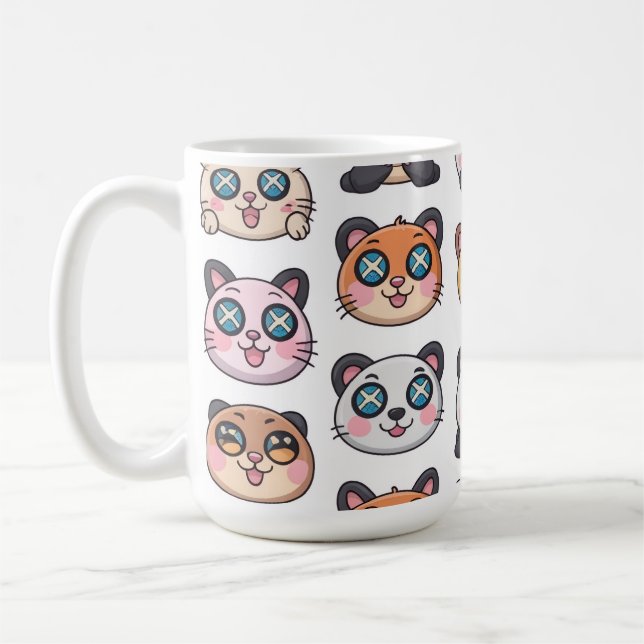 Cute Animals Sticker Sheet Adorable Cartoon Charac Kaffemugg (Vänster)