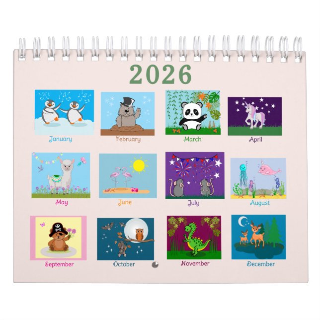 Cute Animals - två sidor Kalender (Omslag)