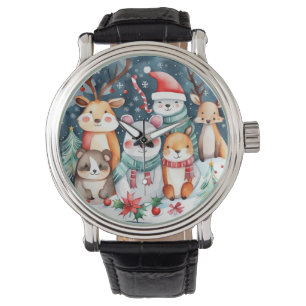 Cute animals under Julgran design Armbandsur
