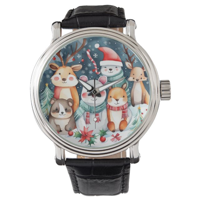 Cute animals under Julgran design Armbandsur (Framsida)