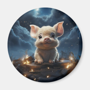 Cute animals under stjärnan himlar magnet