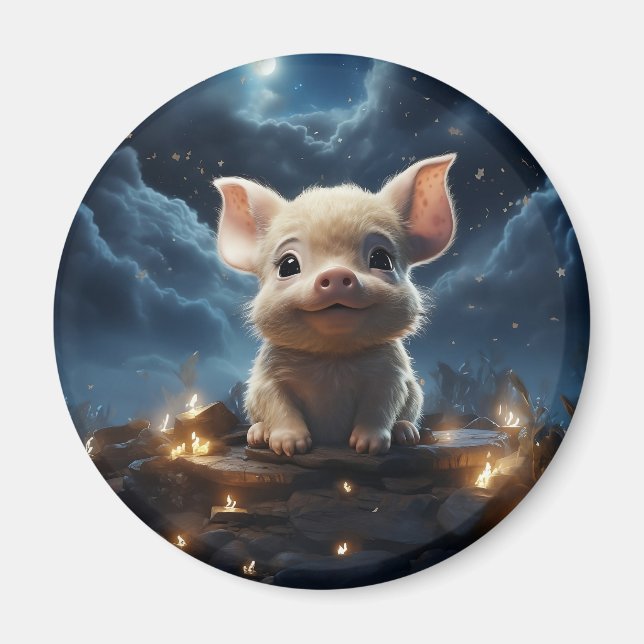 Cute animals under stjärnan himlar magnet (Framsidan)