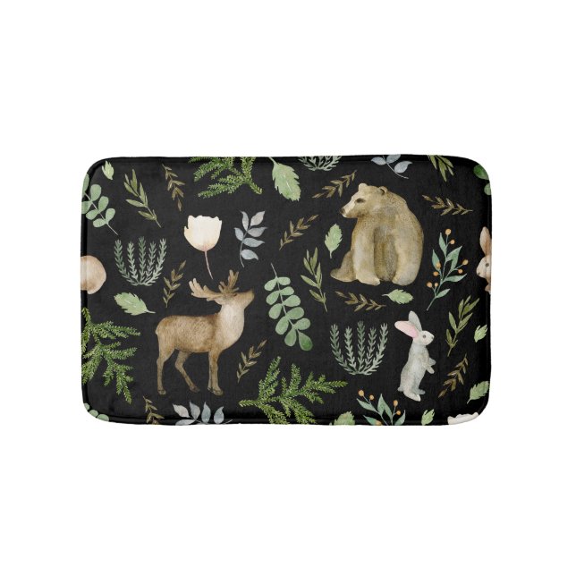 Cute Animals: Watercolor Hand plockade. Badrumsmatta (Framsidan)