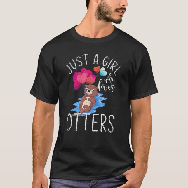 Cute Animals Women Girls Kids Otter T Shirt (Framsida)