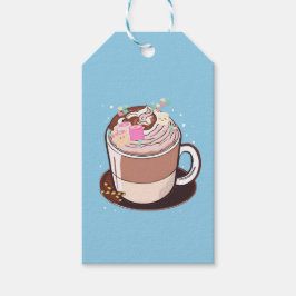 Cute Animated Hot Chocolate Marshmallows Cartoon Presentetikett
