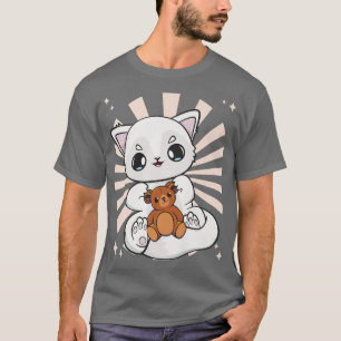 Cute Anime Arctic Fox spelar med Nalle Premiu T Shirt