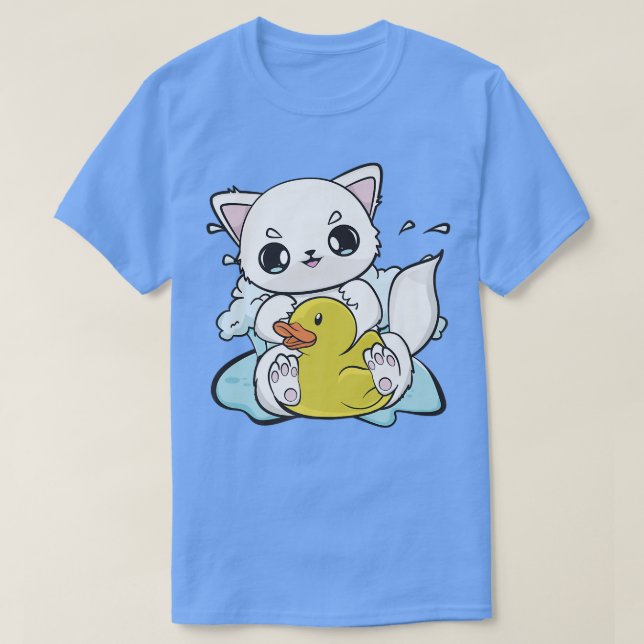Cute Anime Arktis fo med Gult Anka T Shirt (Design framsida)