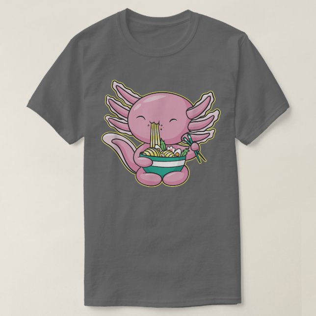 Cute Anime Axolotl Matar Noodle Ramen Soppa T Shirt (Design framsida)