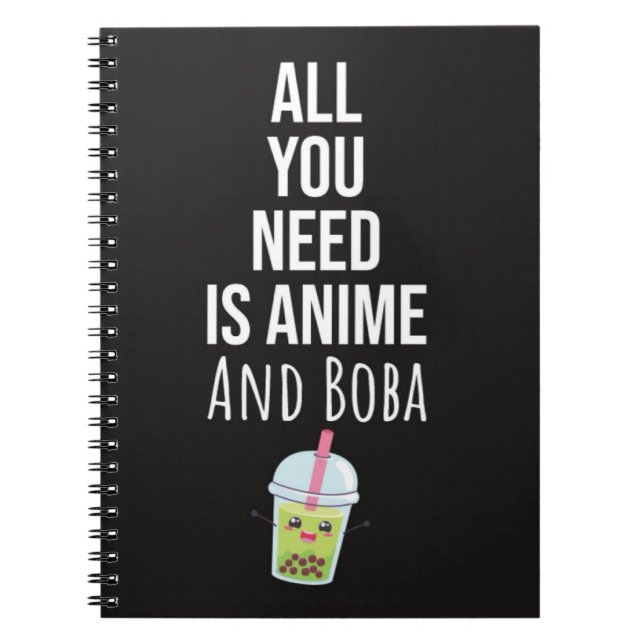 Cute Anime Boba Gifts Bubble Tea Otaku Kawaii Anteckningsbok (Framsidan)