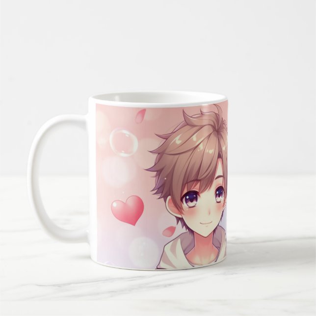 Cute Anime Boy and Girl Kaffemugg (Vänster)