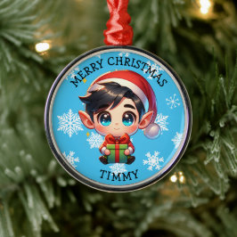 Cute Anime Boy Elf Personalized Christmas Julgransprydnad Metall