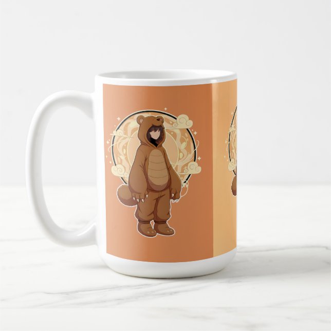 Cute Anime Boy in Bear Kaffemugg (Vänster)
