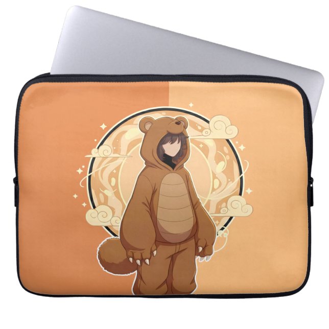 Cute Anime Boy in Bear Laptop Fodral (Framsidan)