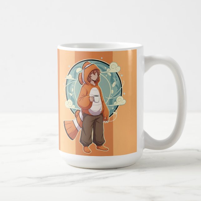 Cute Anime Boy in Clownfish Costume drinking Coffe Kaffemugg (Höger)