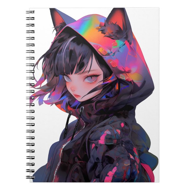 Cute Anime Catgirl Anteckningsbok (Framsidan)