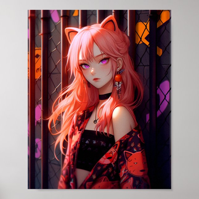 Cute Anime Catgirl Poster (Framsidan)