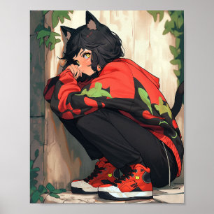 Cute Anime Catgirl Poster