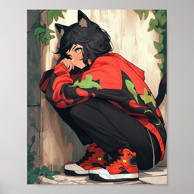 Cute Anime Catgirl Poster (Framsidan)