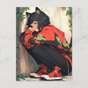 Cute Anime Catgirl Vykort