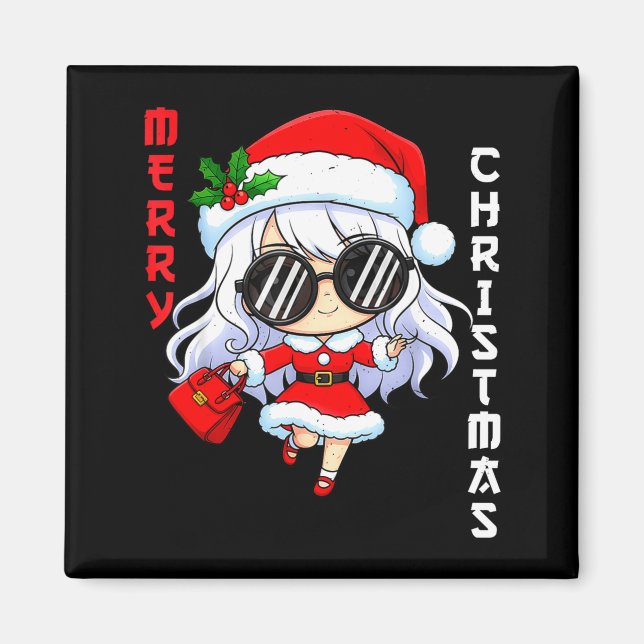 Cute Anime Christmas Pajama Outfit Funny Holiday F Magnet (Framsidan)