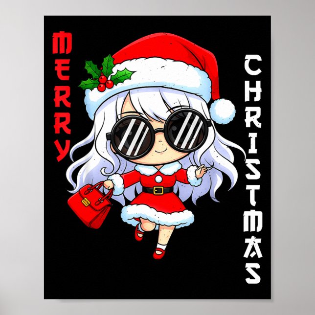 Cute Anime Christmas Pajama Outfit Funny Holiday F Poster (Framsidan)