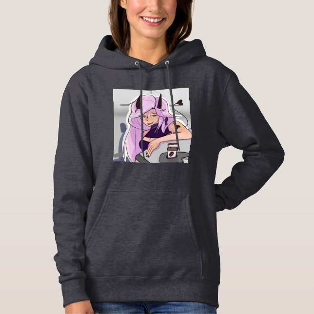 Cute Anime Demon Girl Sweatshirt Pullover Hoodie T Shirt (Framsida)