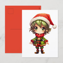 Cute Anime Elf Helg Vykort