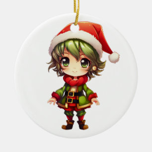 Cute Anime Elf Julgransprydnad Keramik