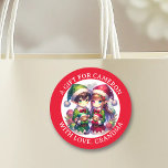 Cute Anime Elves jul | Till och från Runt Klistermärke<br><div class="desc">Djuren i Santa Hats som höll leksak åt julen en gåva till dig klistermärken med ett vattenfärgsutseende.</div>