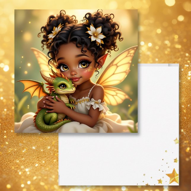Cute Anime Fairy Girl and Chibi Dragon Kort (Skapare uppladdad)