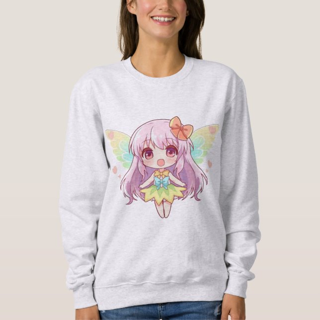 Cute Anime Fairy Sweatshirt Lägg till en magisk bi T Shirt (Framsida)