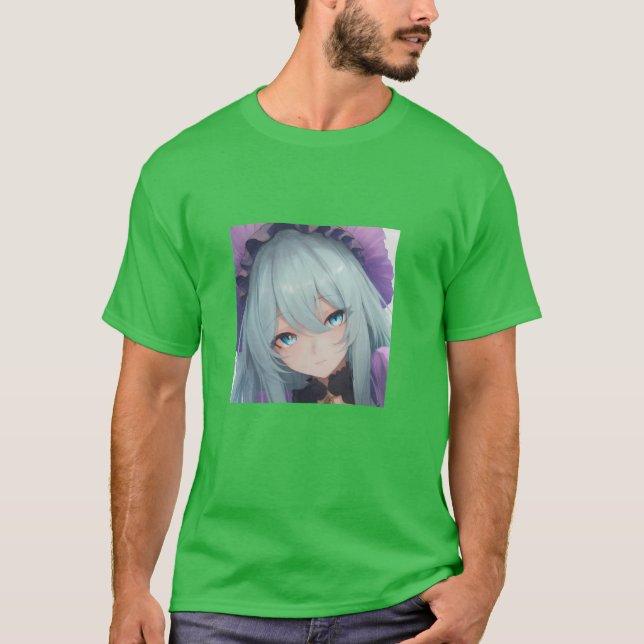 Cute Anime-flicka T Shirt (Framsida)