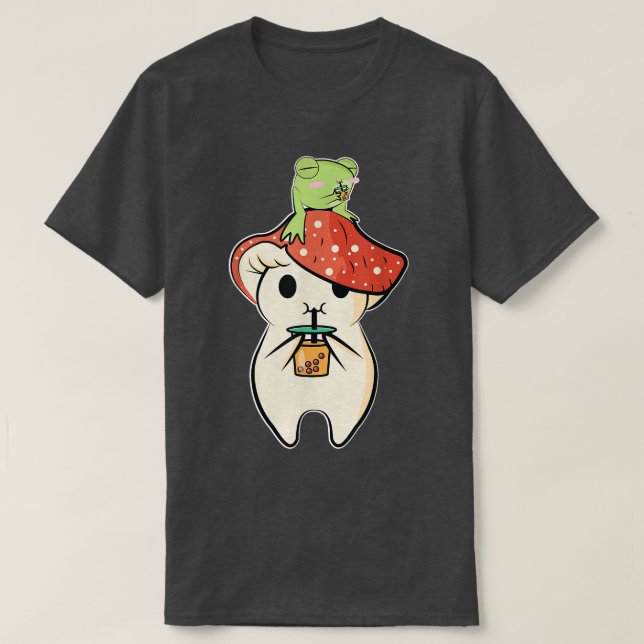 Cute anime Frog Mushroom Matcha Tea  T Shirt (Design framsida)