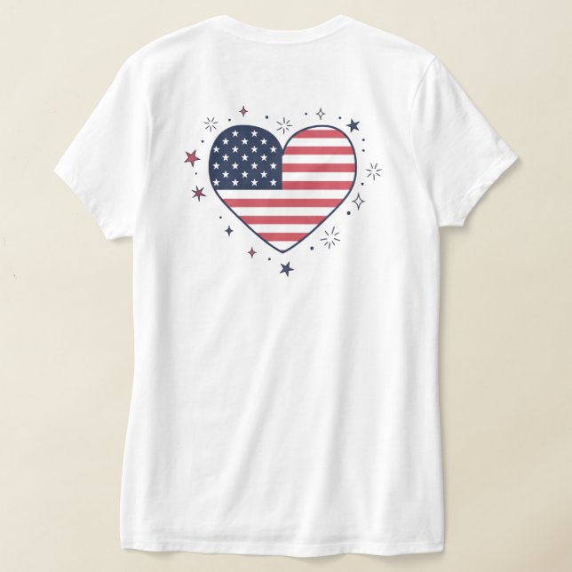 Cute Anime Girl 4th of July - USA Heart & Sparkler T Shirt (Laydown Baksida)