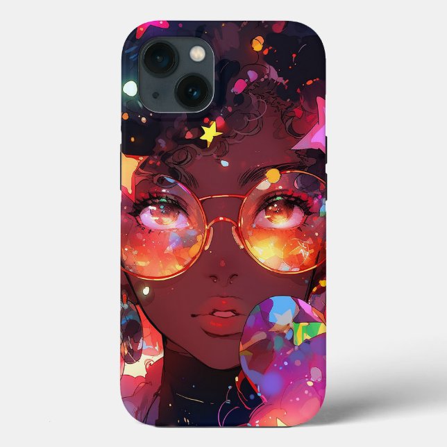 Cute Anime Girl African American Art (Baksida)